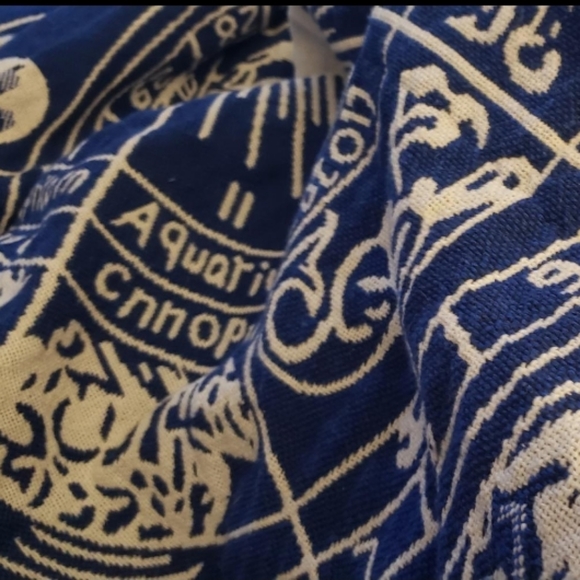 Anthropologie Astrology Blue Boho Woven Throw Double Sided Blanket Tapestry - Picture 5 of 7